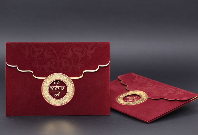 Burgundy Velvet Wedding Invitation