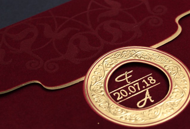 Burgundy Velvet Wedding Invitation