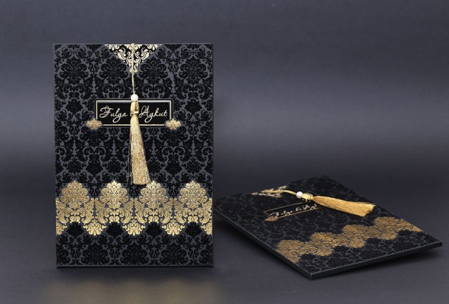 Black And Gold Velvet Wedding Invitation