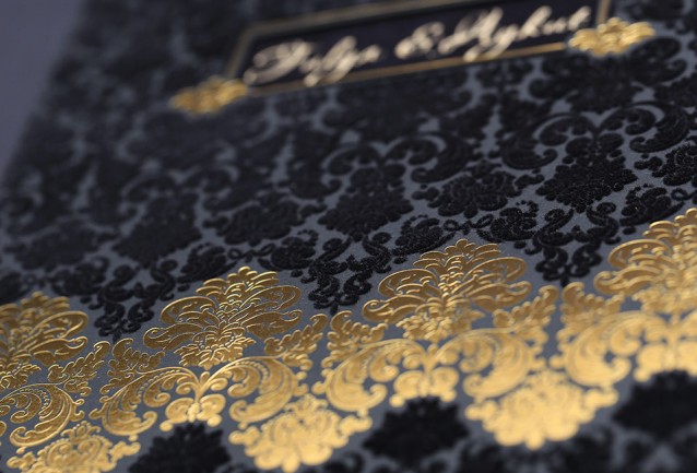 Black And Gold Velvet Wedding Invitation
