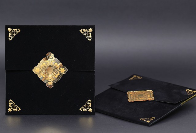 Black And Gold Luxury Velvet Wedding Invitation