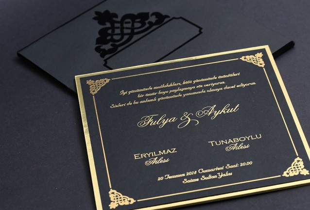 Black And Gold Luxury Velvet Wedding Invitation
