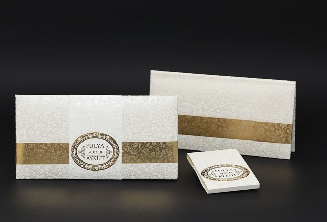 Beige Velvet Wedding Invitation