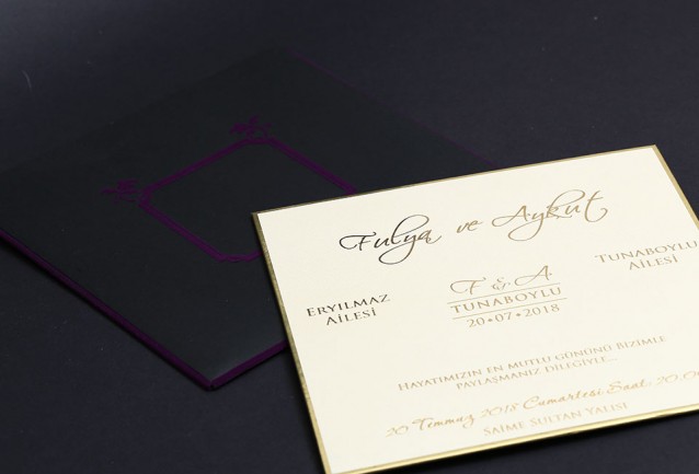 Heart Purple Velvet Wedding Invitation