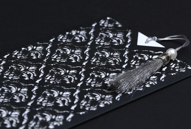 Laser Cut Horizontal Black Wedding Invitation