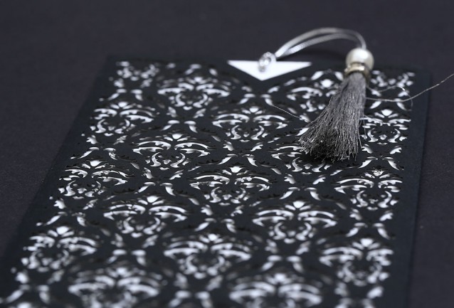Laser Cut Horizontal Black Wedding Invitation