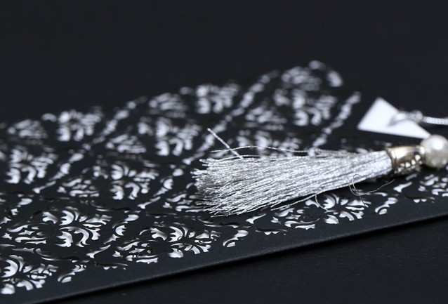 Laser Cut Horizontal Black Wedding Invitation