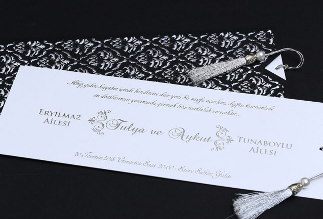 Laser Cut Horizontal Black Wedding Invitation