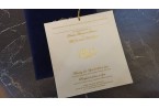 navy blue and gold wedding invitation