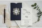 navy blue wedding invitation