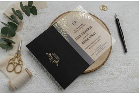 Gold Leaf Acrylic Wedding Invitation