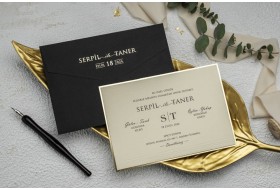 Simple Black White And Gold Wedding Invitation
