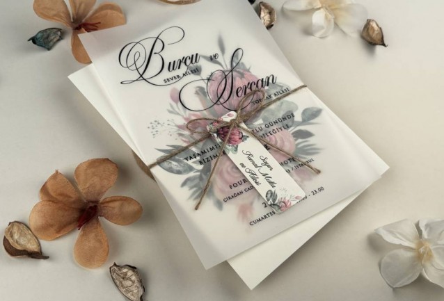 floral vellum wedding invitation