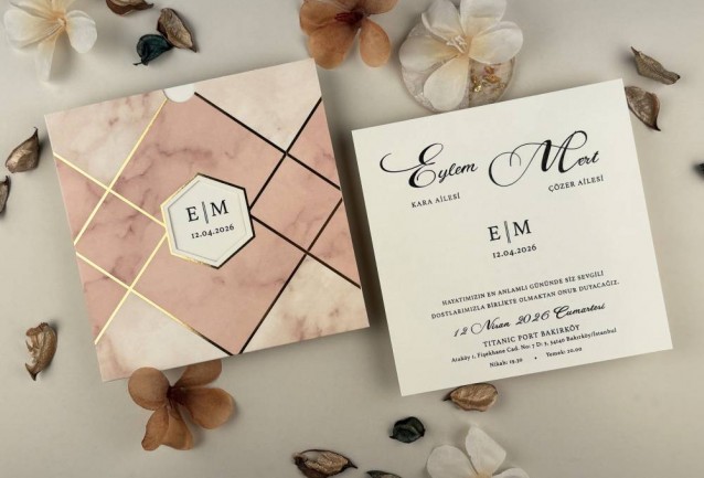 modern geometric wedding invitation