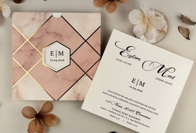 modern geometric wedding invitation