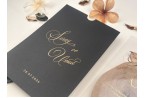 transparent wedding invitation with black envelope