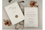 white and gold wedding invitation