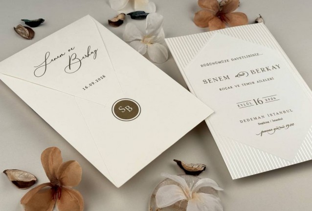 white and gold wedding invitation