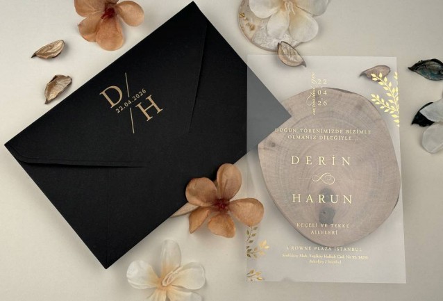 black and gold wedding invitation