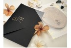 black and gold wedding invitation