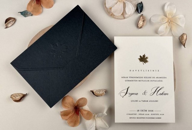 fall leaf wedding card