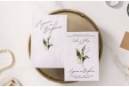 green foliage wedding card