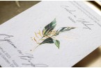 green foliage wedding card