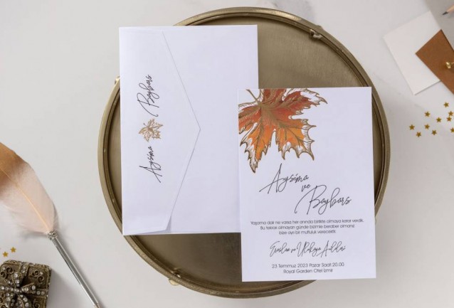 Sycamore Leaf Wedding Invitation