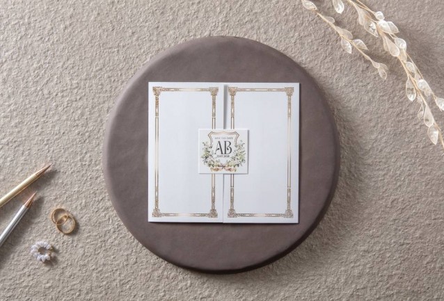 Gatefold, Trifold Wedding Invitation