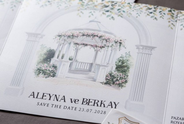 Gatefold, Trifold Wedding Invitation