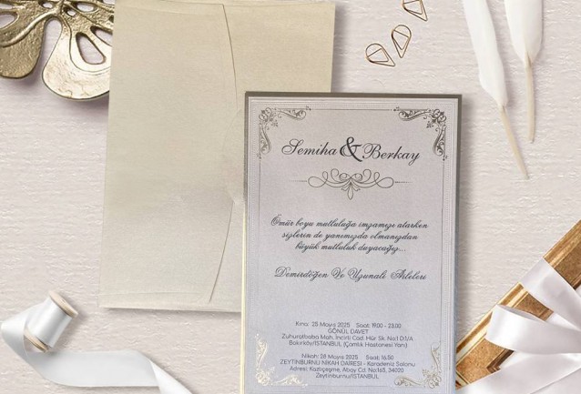 Gold Framed Wedding Invitation