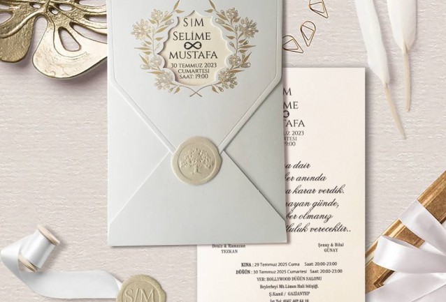 Gold Wildflower Wedding Invitation