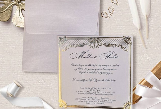 Gold Framed Classic Wedding Invitation