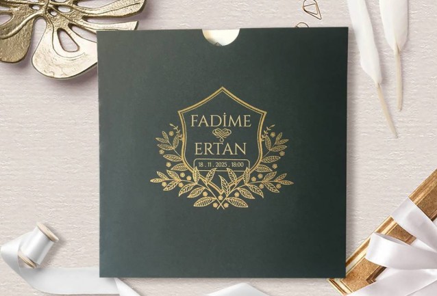 Dark Green Wedding Invitation
