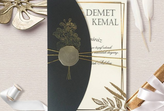 Black Half Cover Wedding Invitation