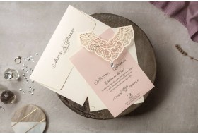 Blush Laser Cut Wedding Invitation
