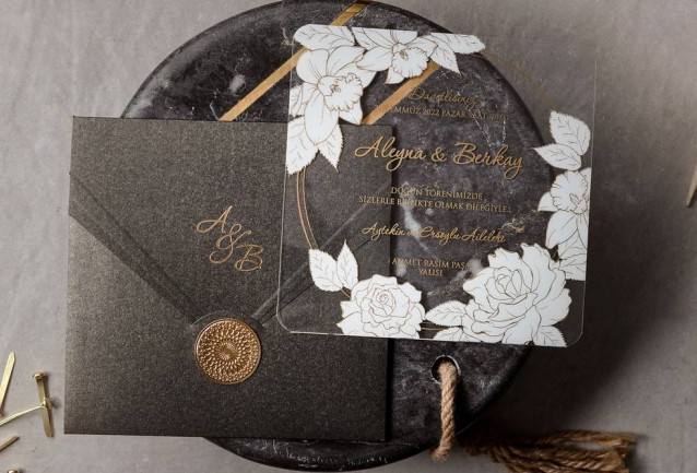 white rose wedding invitation