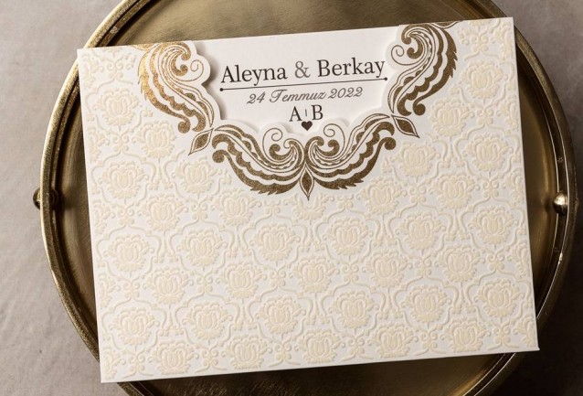 cream velvet wedding invitation