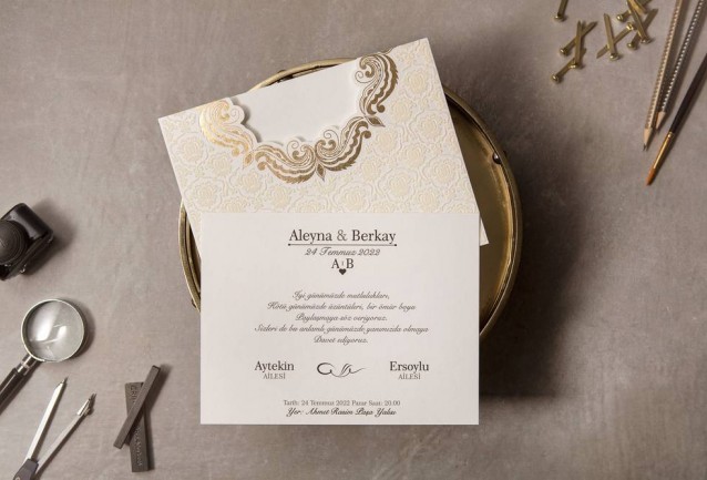 cream velvet wedding invitation