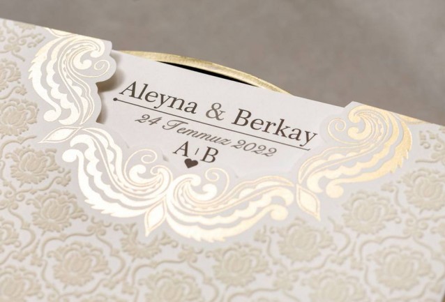 cream velvet wedding invitation