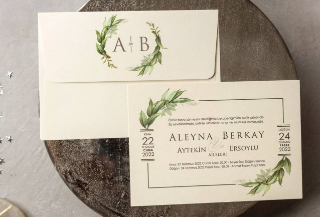 greenery wedding invitation