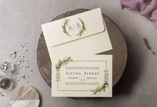 greenery wedding invitation