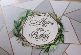 Geometric Eucalyptus Wedding İnvitation