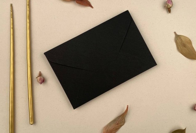 black wedding invitation envelope