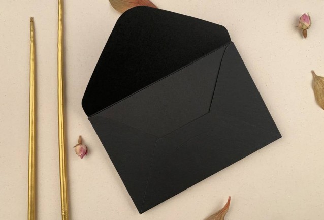 black wedding invitation envelope