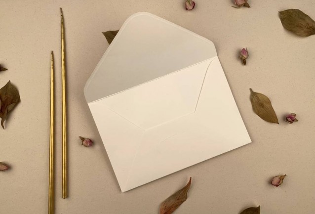 white wedding invitation envelope