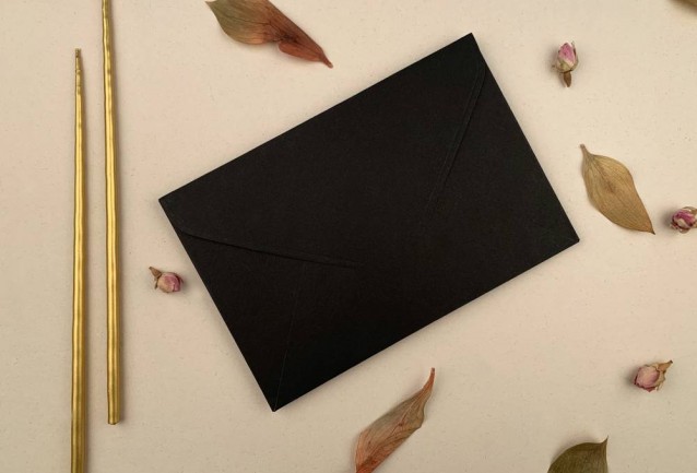 black wedding invitation envelope