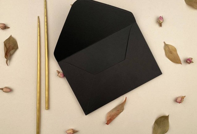 black wedding invitation envelope