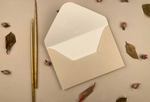 cream wedding invitation envelope