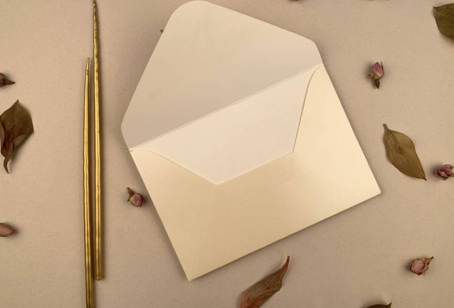 glossy cream wedding invitation envelope